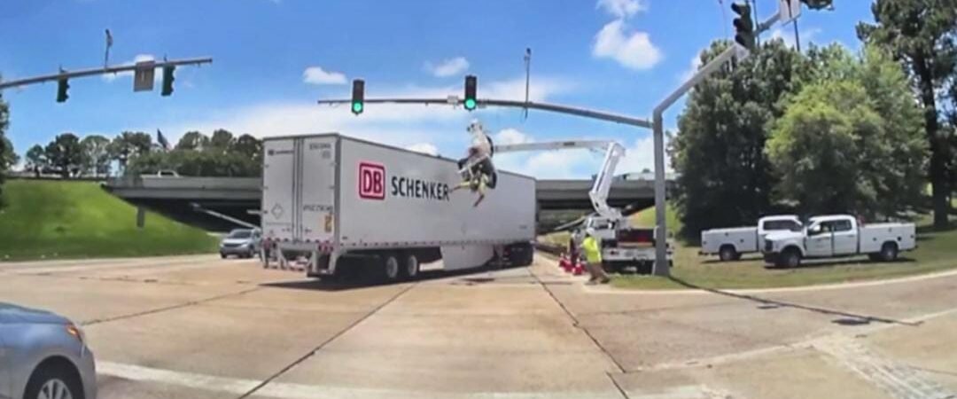 Electrical Worker Left Dangling After Being Struck by Truck in Shocking Accident